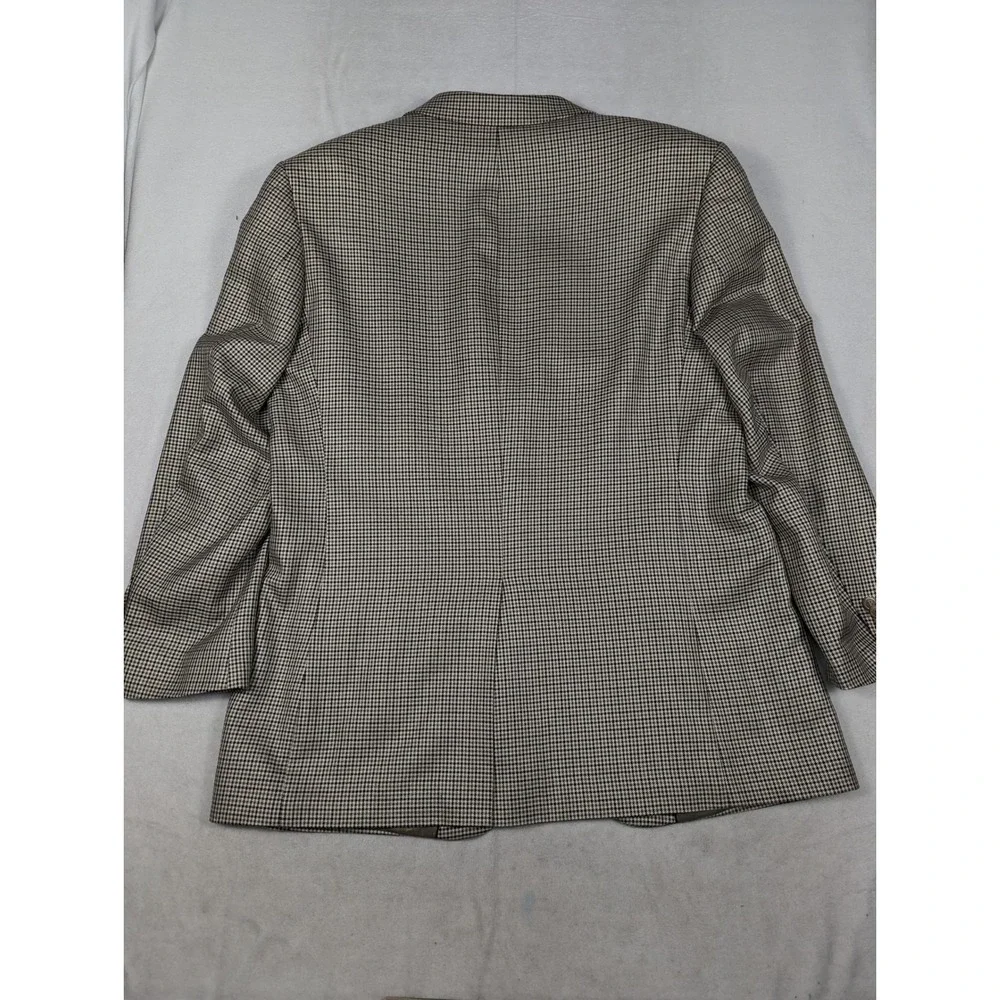 Pronto Moda Silk Wool Cashmere Houndstooth Plaid‎ Mens Blazer Size 42R